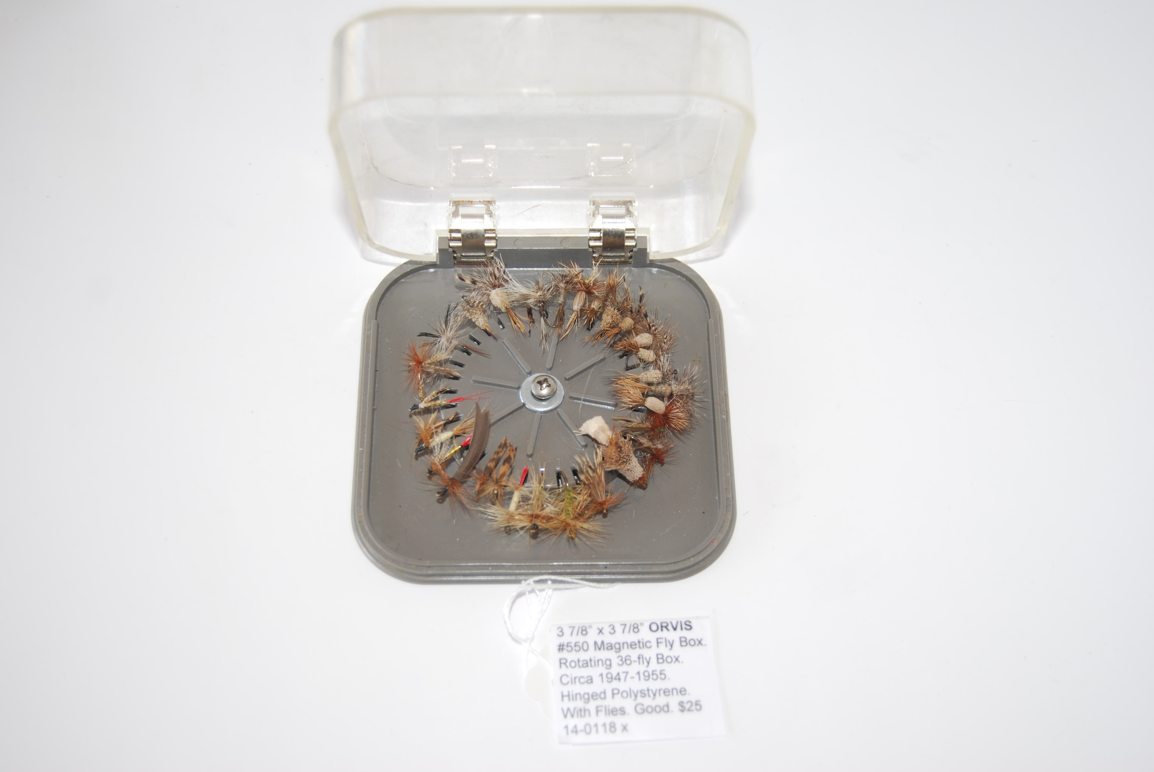 ORVIS No. 550 Fly Box. 3 3/4 in. x 3 3/4 in. Capacity 36 flies.